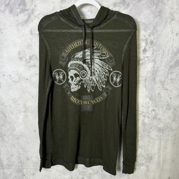 Helix Lightweight Hooded Shirt Adult Large Custom Motorcycles Long Sleeve Grunge - Picture 1 of 12